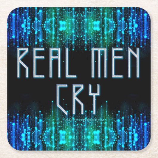 SlipperyJoe's echte Männer weinen Tränen schwarz b Rechteckiger Pappuntersetzer (Vorderseite)