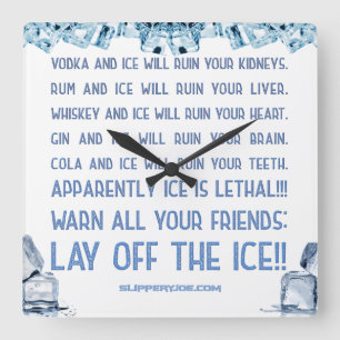SlipperyJoe's Eis Alkohol Wodka Rum cola Whiskey Quadratische Wanduhr