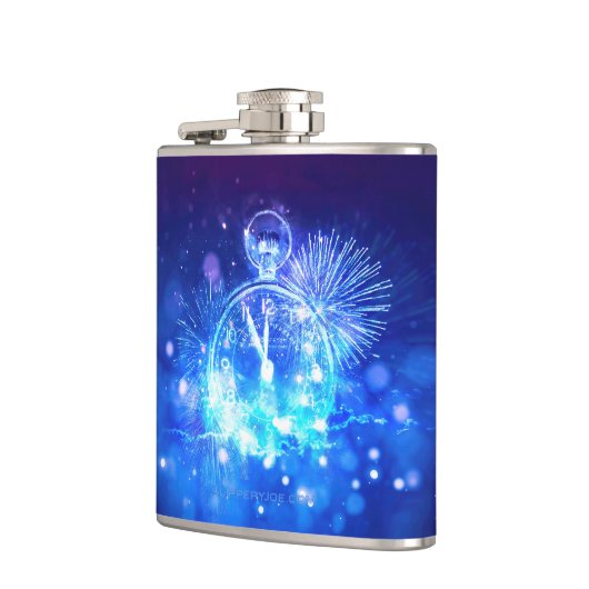 SlipperyJoe's electric thrill New Year’s Eve clock Flachmann (Links)