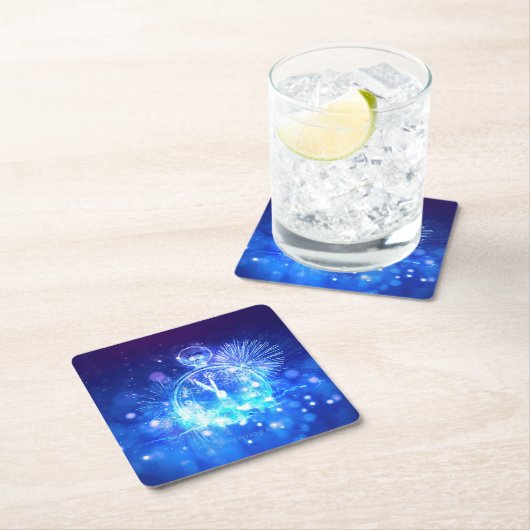 SlipperyJoe's electric thrill New Year’s Eve clock Rechteckiger Pappuntersetzer (Vor Ort)