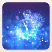 SlipperyJoe's electric thrill New Year’s Eve clock Rechteckiger Pappuntersetzer (Vorderseite)