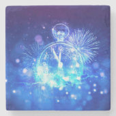 SlipperyJoe's electric thrill New Year’s Eve clock Steinuntersetzer (Vorderseite)