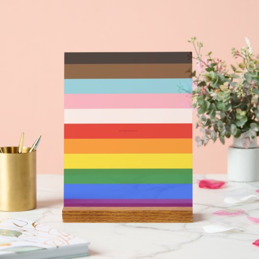 SlipperyJoe's Eleven Stripe Pride Flag verbindet P Acrylschild (Hochzeit)