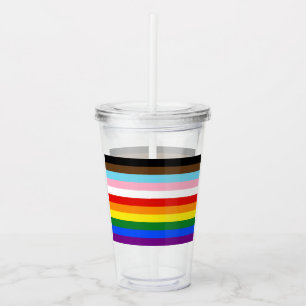 SlipperyJoe's Eleven Stripe Pride Flag verbindet P Acryltrinkbecher