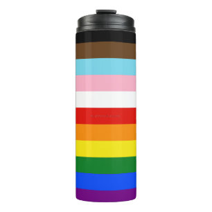 SlipperyJoe's Eleven Stripe Pride Flag verbindet P Thermosbecher