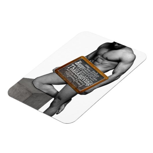 SlipperyJoe's Erntedank Mann mit sechs Päckchen ab Magnet (Linke Seite)