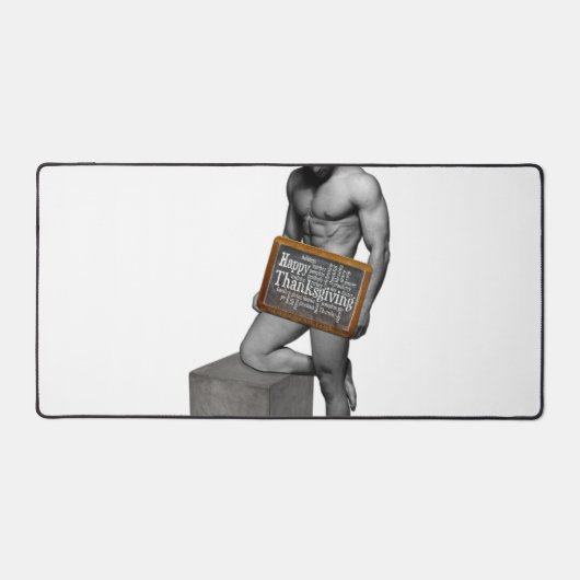 SlipperyJoe's Erntedank Mann mit sechs Päckchen ab Schreibtischunterlage (Vorderseite)