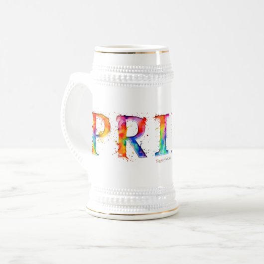SlipperyJoe's farbenfrohe kreative Pride-themed Te Bierglas (Vorderseite Links)