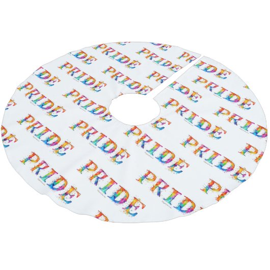 SlipperyJoe's farbenfrohe kreative Pride-themed Te Polyester Weihnachtsbaumdecke (Schrägansicht)
