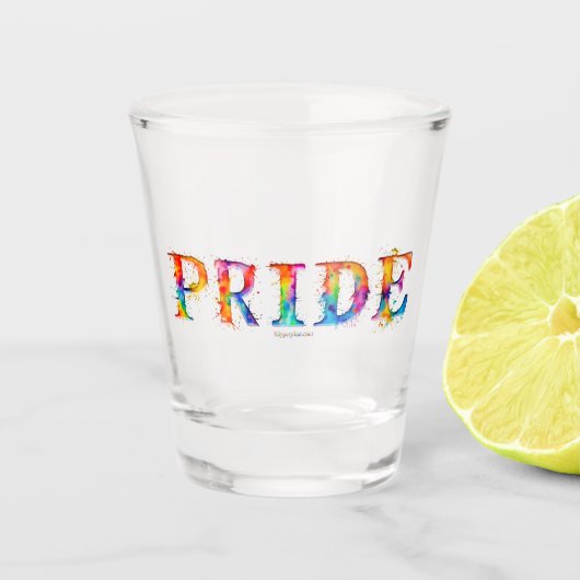 SlipperyJoe's farbenfrohe kreative Pride-themed Te Schnapsglas (Vorderseite)