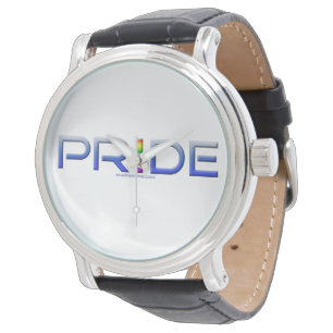 SlipperyJoe's farbenfroher Pride Wort fett metalli Armbanduhr