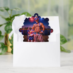 SlipperyJoe's Feier zum vierten Juli mit unbedeckt Ornament Karte