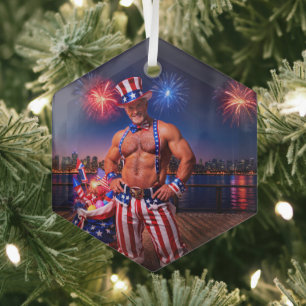 SlipperyJoes Feier zum vierten Juli mit unbedeckte Ornament Aus Glas
