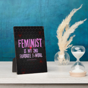 SlipperyJoe's Feminist f-word glühend rot 3-D blac Fotoplatte