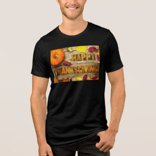 SlipperyJoe's festliche Happy Thanksgiving-Szene b Tri-Blend Shirt