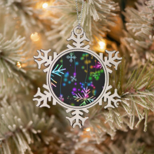 SlipperyJoe's festliche lebhafte Weihnachtsatmosph Schneeflocken Zinn-Ornament