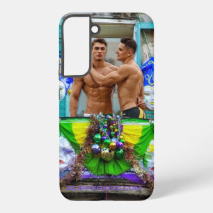 SlipperyJoe's festliche Mardi-Gras-Szene zwei Männ Samsung Galaxy Hülle