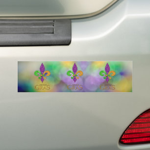 SlipperyJoe's festliches Mardi Gras themed lila gr Autoaufkleber