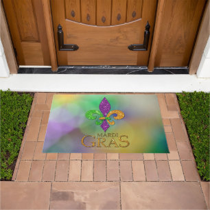 SlipperyJoe's festliches Mardi Gras themed lila gr Fußmatte