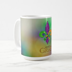 SlipperyJoe's festliches Mardi Gras themed lila gr Kaffeetasse