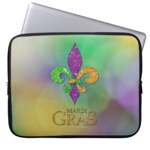 SlipperyJoe's festliches Mardi Gras themed lila gr Laptopschutzhülle