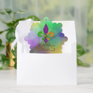 SlipperyJoe's festliches Mardi Gras themed lila gr Ornament Karte