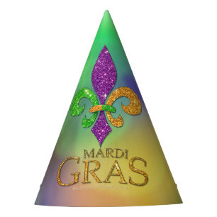 SlipperyJoe's festliches Mardi Gras themed lila gr Partyhütchen
