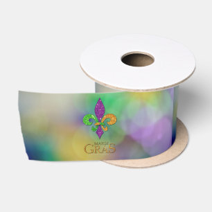 SlipperyJoe's festliches Mardi Gras themed lila gr Satinband