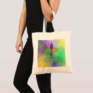 SlipperyJoe's festliches Mardi Gras themed lila gr Tragetasche