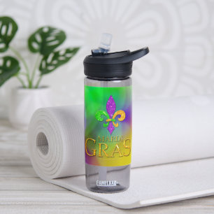 SlipperyJoe's festliches Mardi Gras themed lila gr Trinkflasche