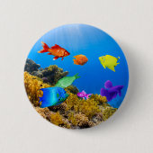 SlipperyJoe's Fish Pride tropisch-grüne blaue Purp Button (Vorderseite)