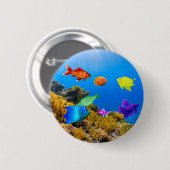 SlipperyJoe's Fish Pride tropisch-grüne blaue Purp Button (Vorne & Hinten)