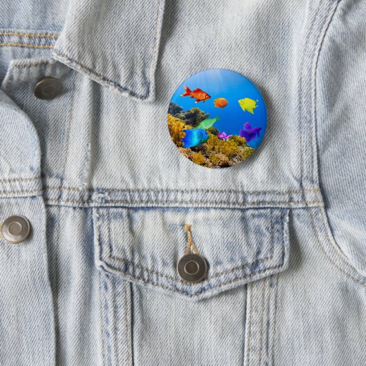 SlipperyJoe's Fish Pride tropisch-grüne blaue Purp Button (Beispiel)