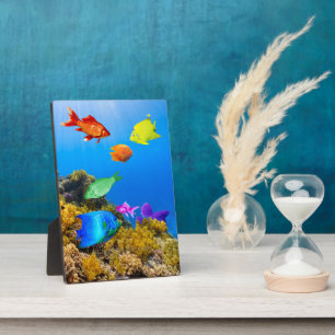 SlipperyJoe's Fish Pride tropisch-grüne blaue Purp Fotoplatte