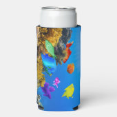 SlipperyJoe's Fish Pride tropisch-grüne blaue Purp Selters Dosenkühler (Seltzer Vorderseite)