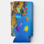 SlipperyJoe's Fish Pride tropisch-grüne blaue Purp Selters Dosenkühler (Rückseite)