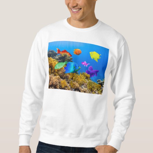 SlipperyJoe's Fish Pride tropisch-grüne blaue Purp Sweatshirt (Vorderseite)