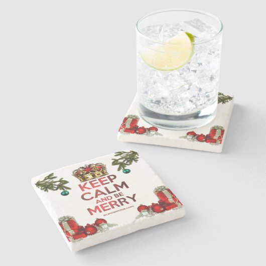 SlipperyJoe's Frohe Weihnachts-künstlerische Bezei Steinuntersetzer (Seitenansicht)