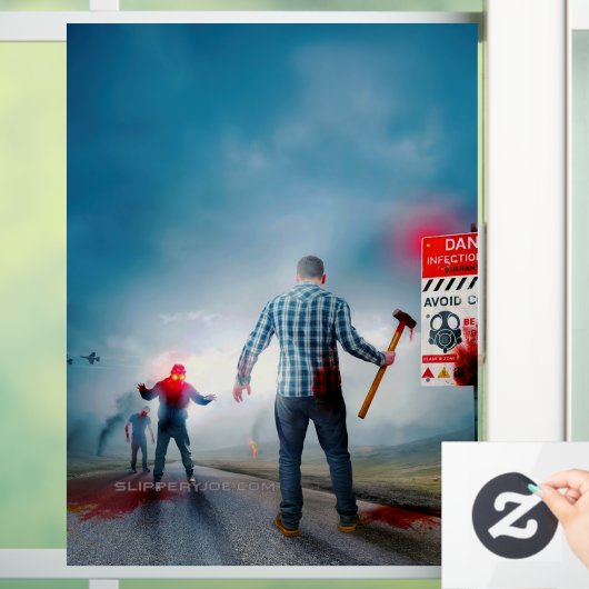 SlipperyJoe's fröhliche Halloween-Zombies Fensteraufkleber (Zuhause)