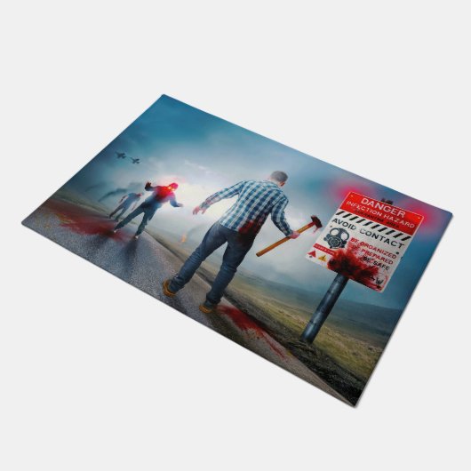 SlipperyJoe's fröhliche Halloween-Zombies Fußmatte (Schrägansicht)