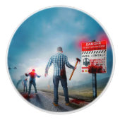 SlipperyJoe's fröhliche Halloween-Zombies Keramikknauf (Vorderseite)