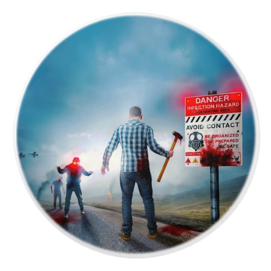 SlipperyJoe's fröhliche Halloween-Zombies Keramikknauf (Vorderseite)