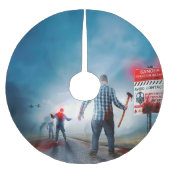 SlipperyJoe's fröhliche Halloween-Zombies Polyester Weihnachtsbaumdecke (Vorderseite)