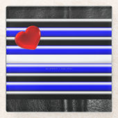 SlipperyJoe's Gay Leather Pride Fahne schwarze Kön Glasuntersetzer (Vorderseite)