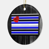 SlipperyJoe's Gay Leather Pride Fahne schwarze Kön Keramik Ornament (Links)