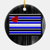 SlipperyJoe's Gay Leather Pride Fahne schwarze Kön Keramik Ornament (Hinten)