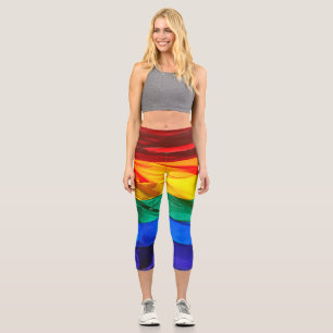 SlipperyJoe's Gay Pride-Fahne schwänzen Stolzfarbe Capri Leggings