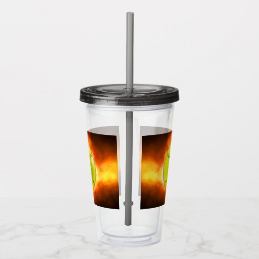 SlipperyJoe's gelbe Softball-Feuerball-Flammenrasp Acryltrinkbecher (Rechts)