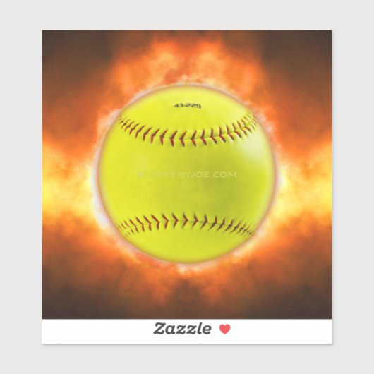 SlipperyJoe's gelbe Softball-Feuerball-Flammenrasp Aufkleber (Blatt)