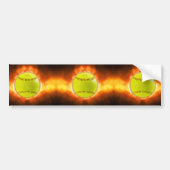 SlipperyJoe's gelbe Softball-Feuerball-Flammenrasp Autoaufkleber (Vorne)
